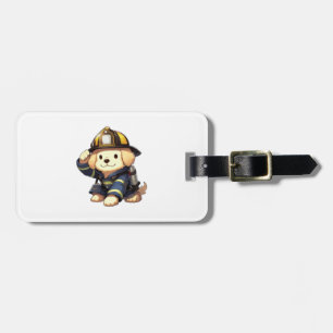 Dog Firefighter Classic T-Shirt Luggage Tag