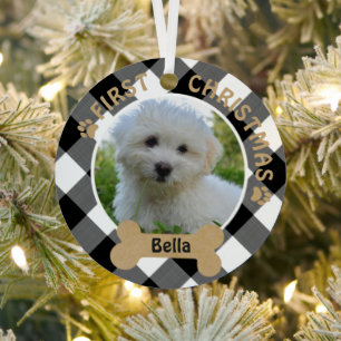 Dog FIRST CHRISTMAS 2-Sided 2-Photo Metal Tree Decoration