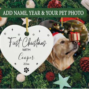 Dog First Christmas Custom Name & Photo Ceramic Ornament