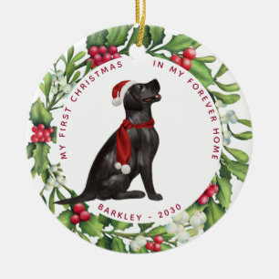 Dog First Christmas Pet Black Labrador Holiday Ceramic Ornament