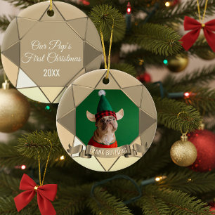 Dog First Christmas Photo Ceramic Ornament