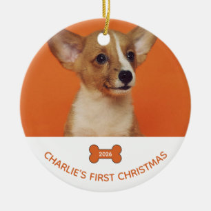Dog First Christmas Photo Keepsake 2026 Ceramic Ornament