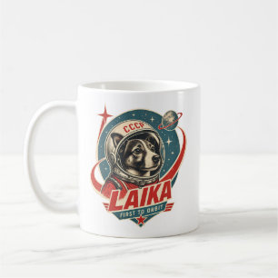 Dog First to Orbit Retro Vintage Astronaut Dog Coffee Mug