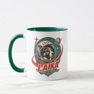 Dog First to Orbit Retro Vintage Astronaut Dog Mug