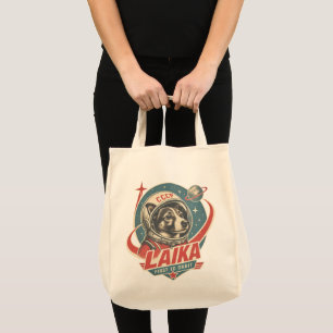 Dog First to Orbit Retro Vintage Astronaut Dog Tote Bag