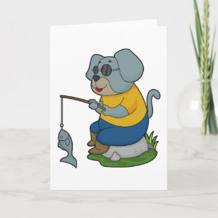 Dog Fishing Fisher Finshing rod Card