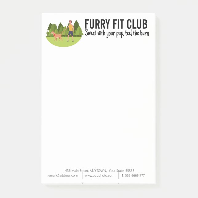 Dog Fitness & Exercise Business Custom  Post-it Notes (Front)