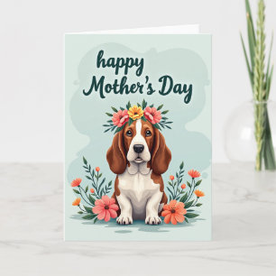 Dog Floral Mothers Day Greeting Card
