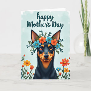 Dog Floral Mothers Day Portrait Card