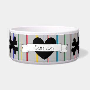 Dog Food Bowl with Coloured Lines - HAMbWG