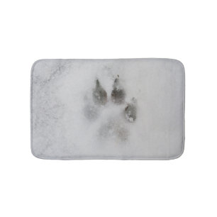 Dog Footprint in Snow Bath Mat
