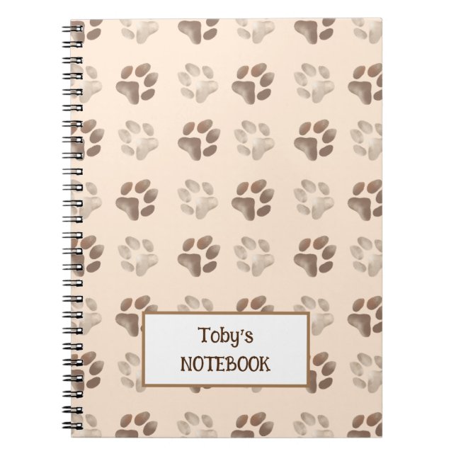 Dog footprint patern customisable notebook (Front)