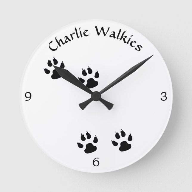 Dog Footprint Template Round Clock (Front)