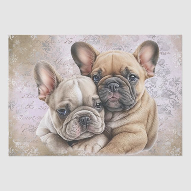 Dog French Bulldog Dogs Cute Couple Tissue Paper (Front)