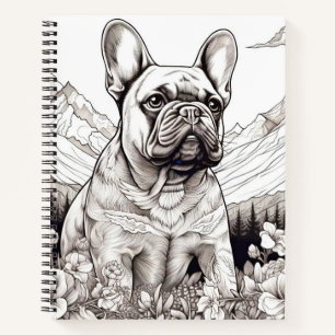 Dog French Bulldog Peaceful Nature Prairie Sketch Notebook