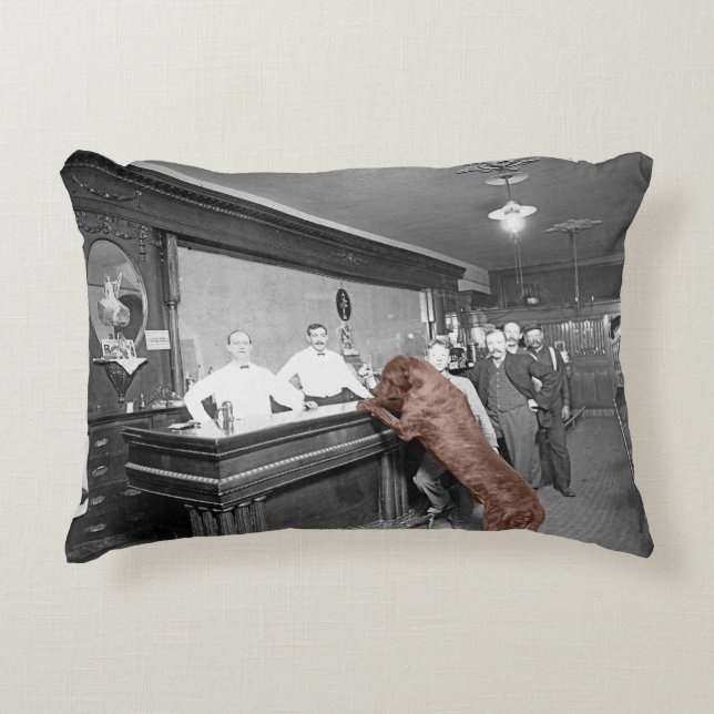 Dog Friendly Saloon Tavern Bar 1900 Photograph Decorative Cushion (Front)