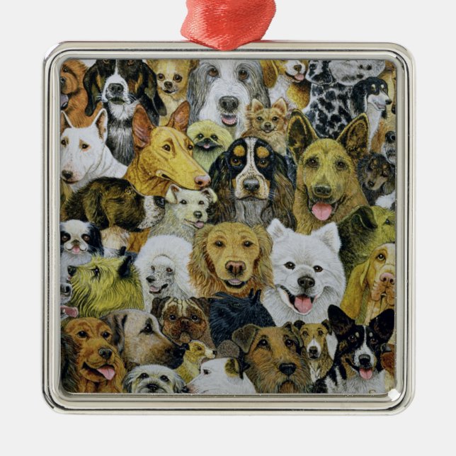 Dog Friends Metal Ornament (Front)