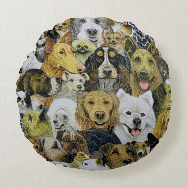 Dog Friends Round Cushion (Front)
