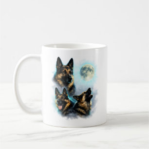 Dog German Shepherd Howling at the Moon Coffee Mug