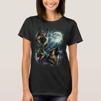 Dog German Shepherd Howling at the Moon T-Shirt