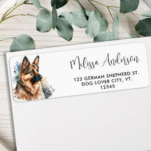 Dog German Shepherd Watercolor Return Address Return Address Label