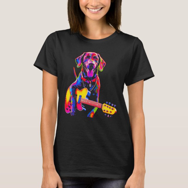 Dog German Shorthaired Pointer Guitar T-Shirt (Front)