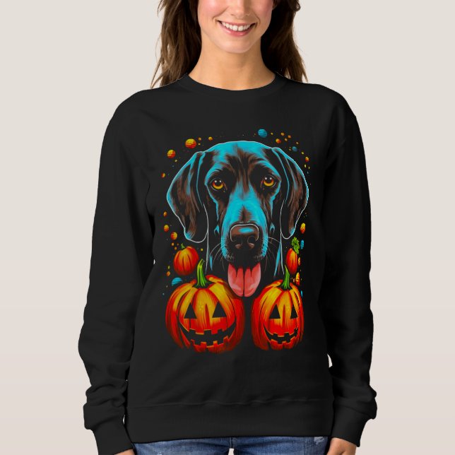 Dog German Shorthaired Pointer Pumpkin Halloween Sweatshirt (Front)