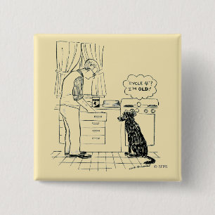 Dog Getting Older 15 Cm Square Badge