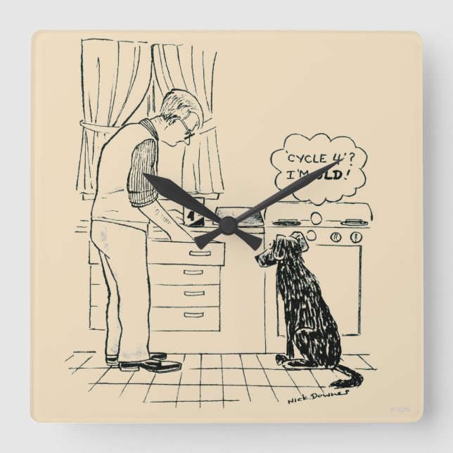 Dog Getting Older Square Wall Clock (Front)