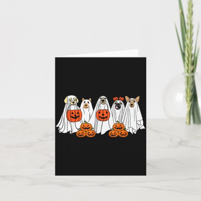 Dog Ghost Cute Dog Dressed As Ghost Funny Card (Front)