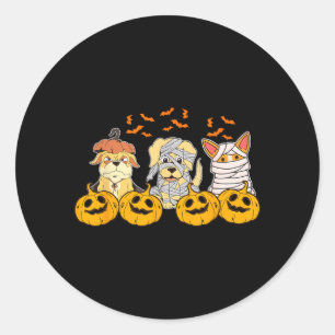 Dog Ghost Cute Dog Dressed As Ghost Funny Classic Round Sticker