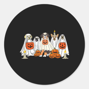 Dog Ghost Cute Dog Dressed As Ghost Funny Classic Round Sticker