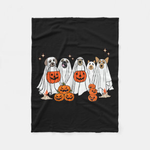 Dog Ghost Cute Dog Dressed As Ghost Funny Fleece Blanket