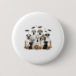 Dog Ghost Cute Dog Dressed As Ghost Funny Hallowee 6 Cm Round Badge