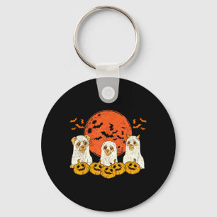 Dog Ghost Cute Dog Dressed As Ghost Funny Key Ring