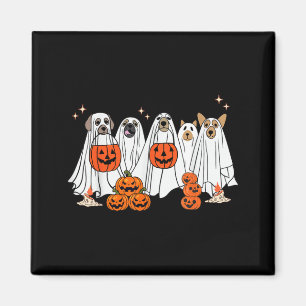 Dog Ghost Cute Dog Dressed As Ghost Funny Magnet