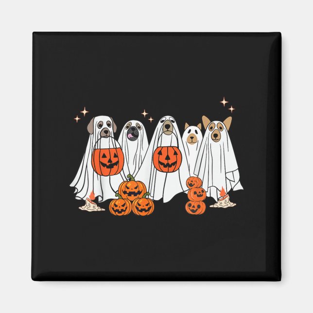 Dog Ghost Cute Dog Dressed As Ghost Funny Magnet (Front)