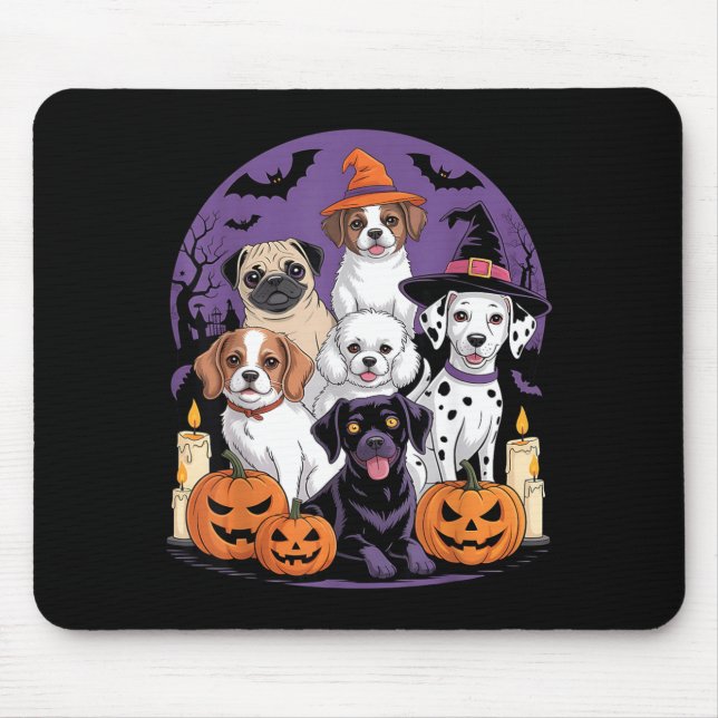 Dog Ghost Cute Dog Dressed As Ghost Funny Mouse Pad (Front)