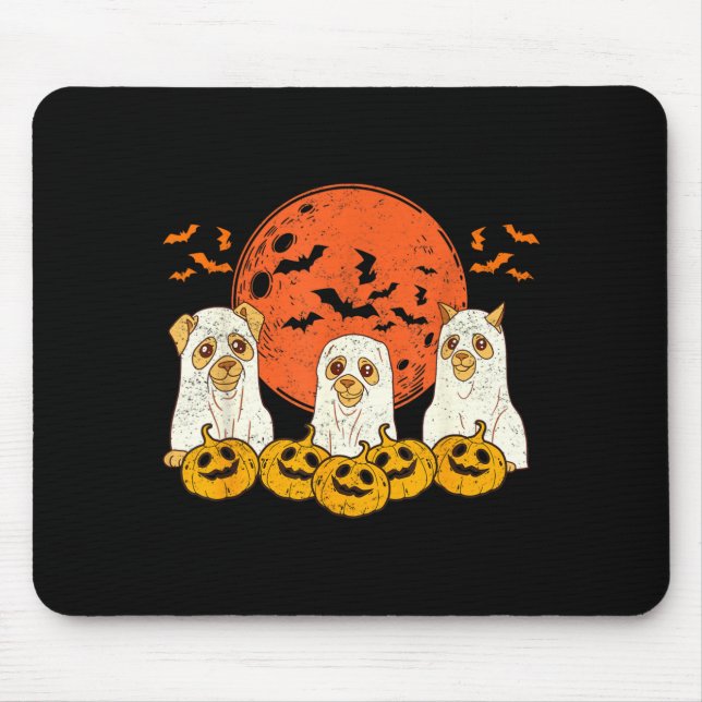 Dog Ghost Cute Dog Dressed As Ghost Funny Mouse Pad (Front)