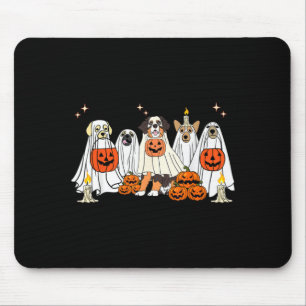 Dog Ghost Cute Dog Dressed As Ghost Funny Mouse Pad