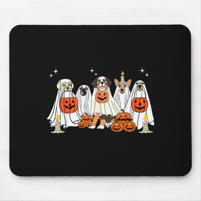 Dog Ghost Cute Dog Dressed As Ghost Funny Mouse Pad (Front)