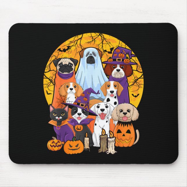 Dog Ghost Cute Dog Dressed As Ghost Funny Mouse Pad (Front)