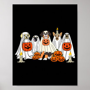 Dog Ghost Cute Dog Dressed As Ghost Funny Poster
