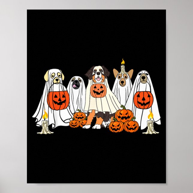 Dog Ghost Cute Dog Dressed As Ghost Funny Poster (Front)