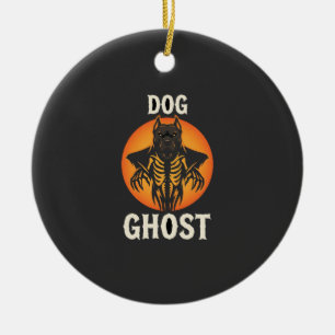 Dog Ghost Halloween Horror Vector Ceramic Ornament
