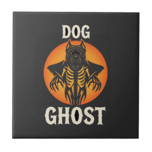 Dog Ghost Halloween Horror Vector Ceramic Tile