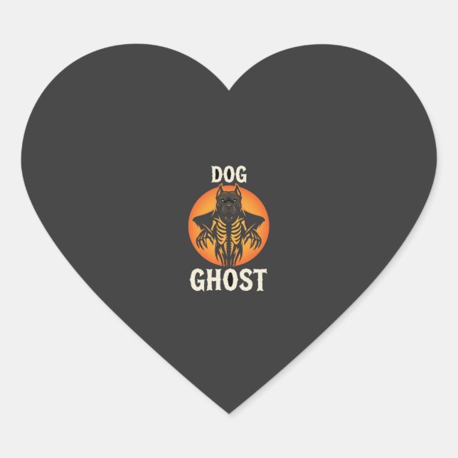 Dog Ghost Halloween Horror Vector Heart Sticker (Front)