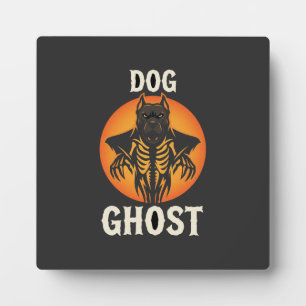 Dog Ghost Halloween Horror Vector Plaque