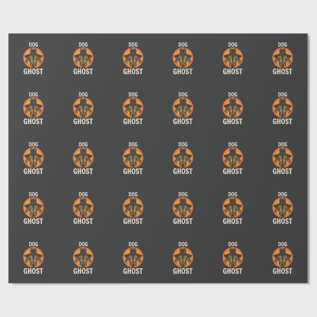 Dog Ghost Halloween Horror Vector Wrapping Paper (Flat)