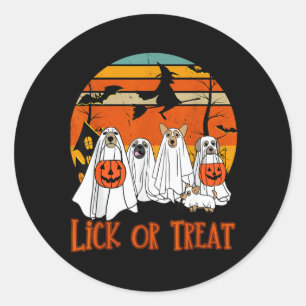 Dog Ghost Lick Or Treat Cute Halloween Ghost Dog Classic Round Sticker